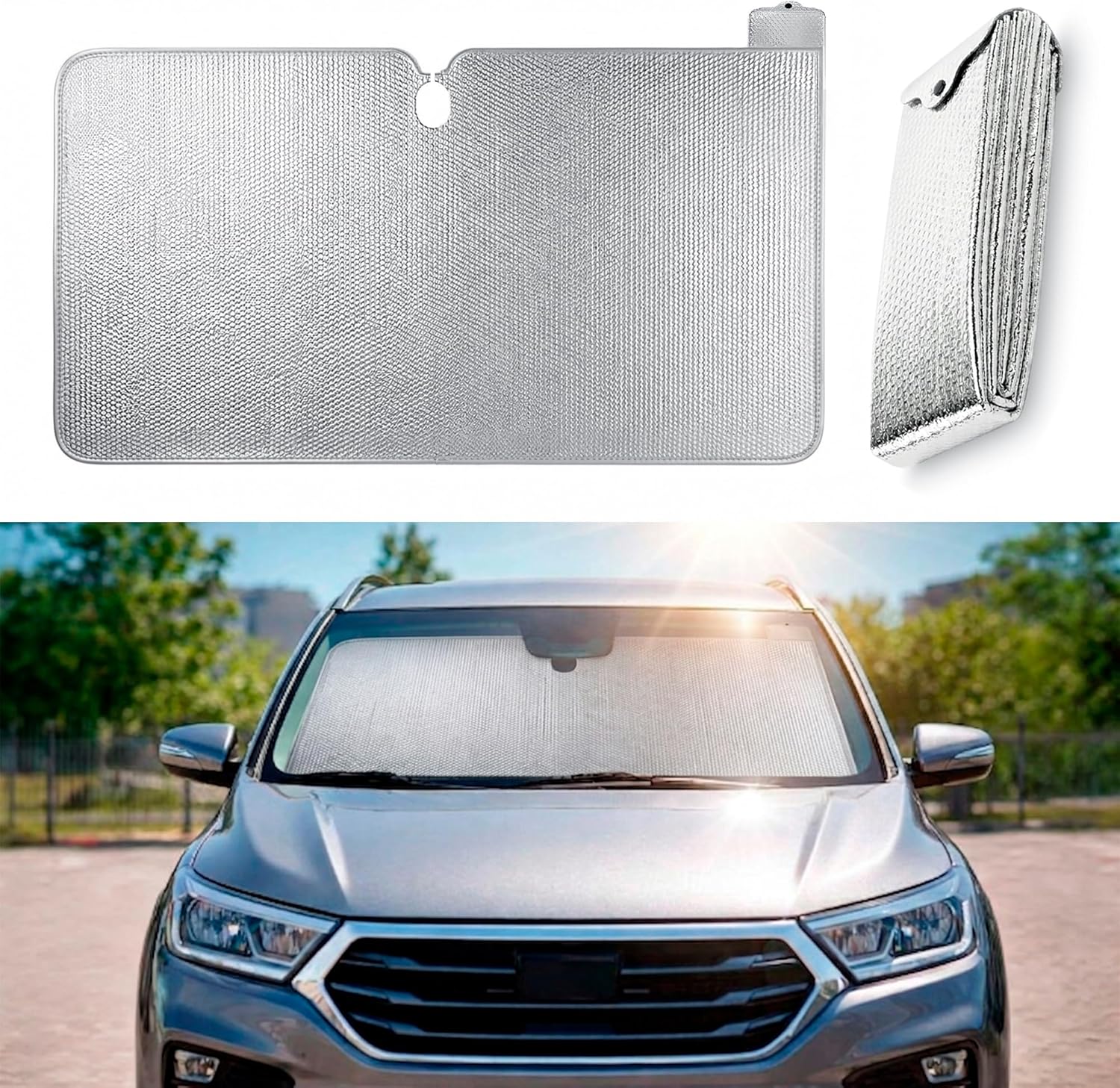 Universal Folding Front Car Sunshade, 140 x 80 cm, UV Protection