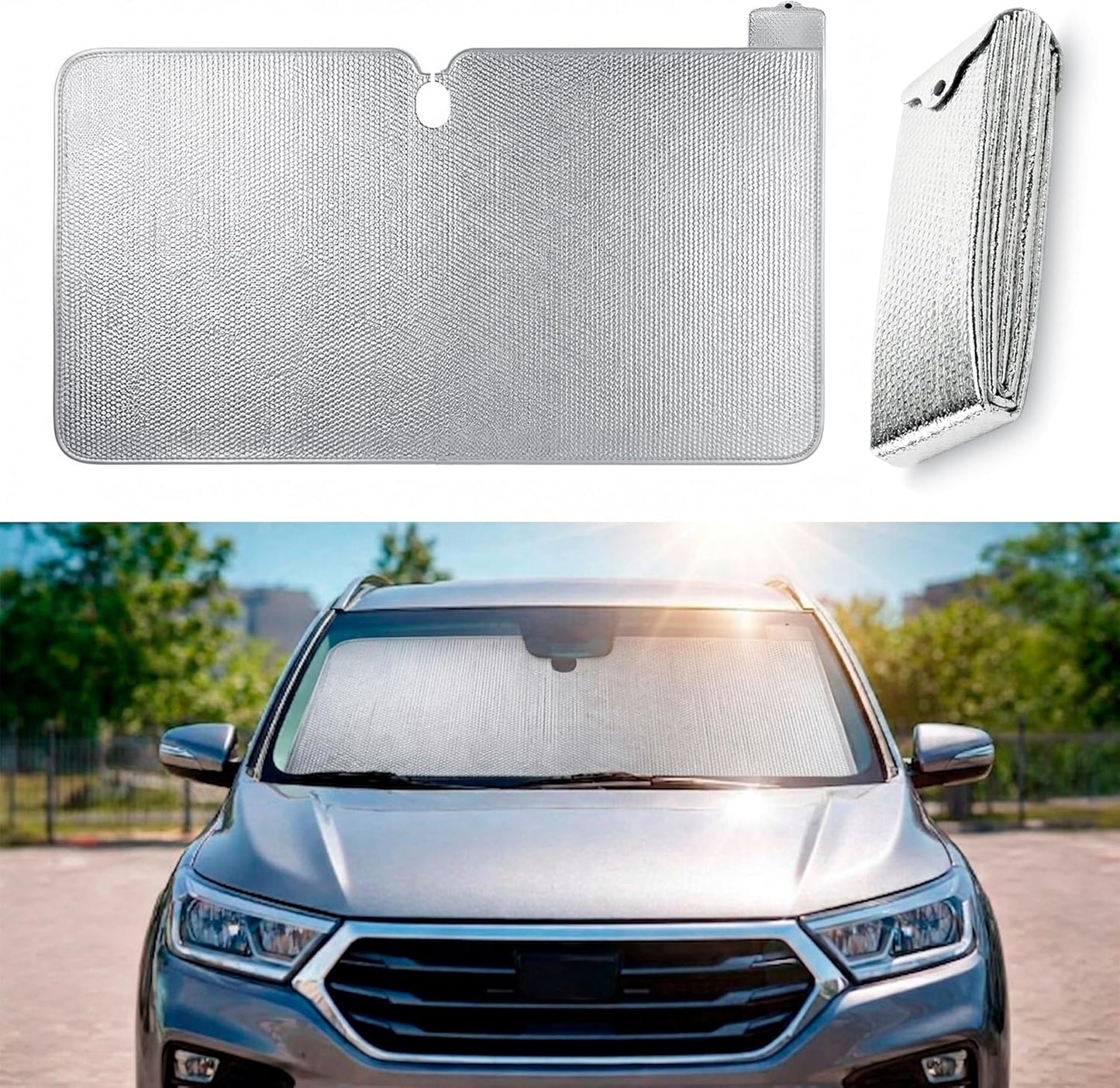 Universal Folding Front Car Sunshade, 130 x 80 cm, UV Protection