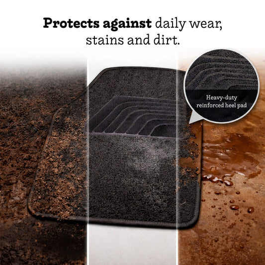 Universal Car Mats 4-Piece Set (2 Front + 2 Rear), Carpet Floor Mats for cars, Non-Slip Mats, Easy to Clean, Car Interior Accessories